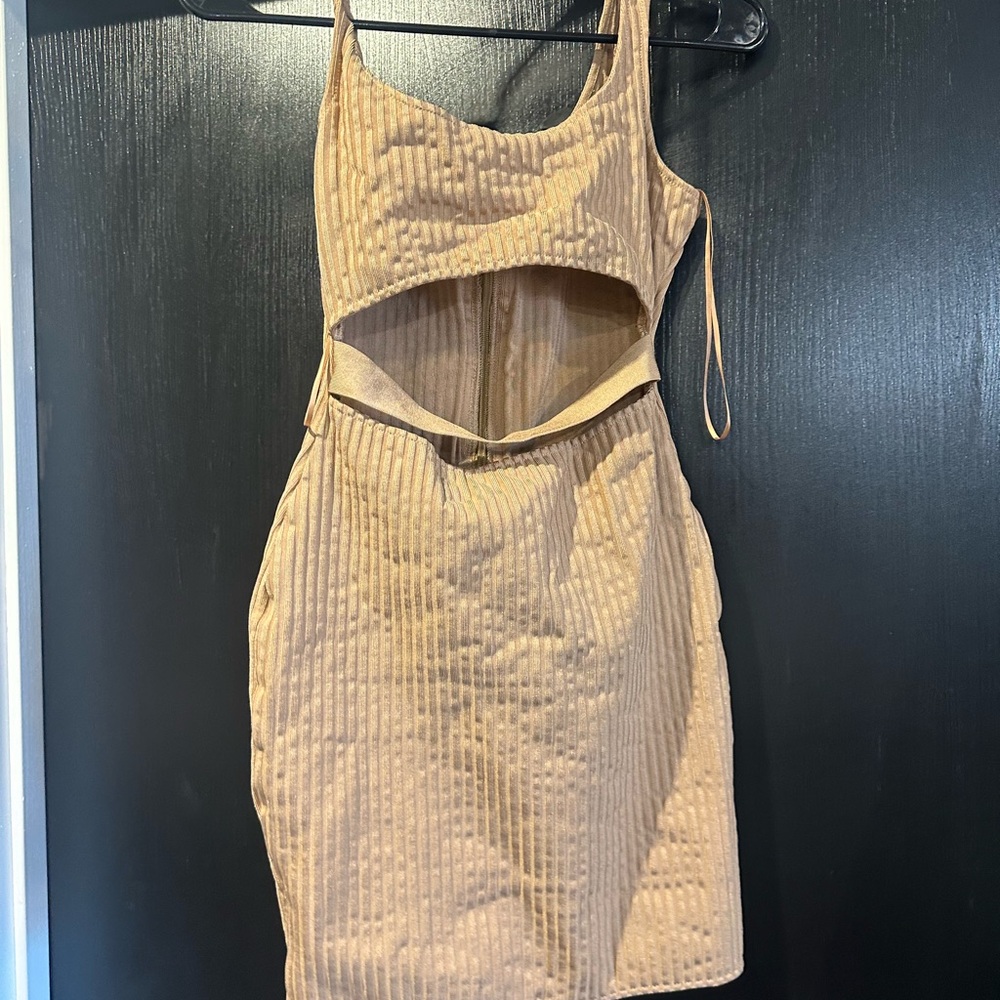 Elegant Tan Sleeveless Dress